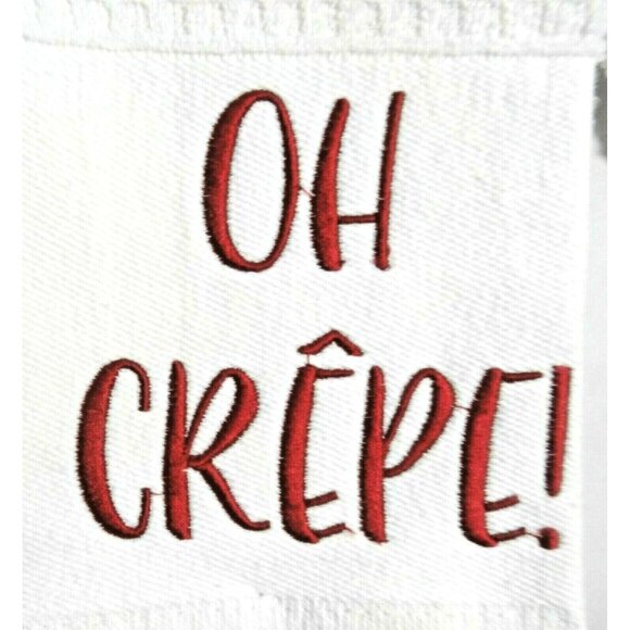 Master Cuisine OH CREPE! Red Embroidered Kitchen Towels White 2-Piece NWT - Picture 2 of 2